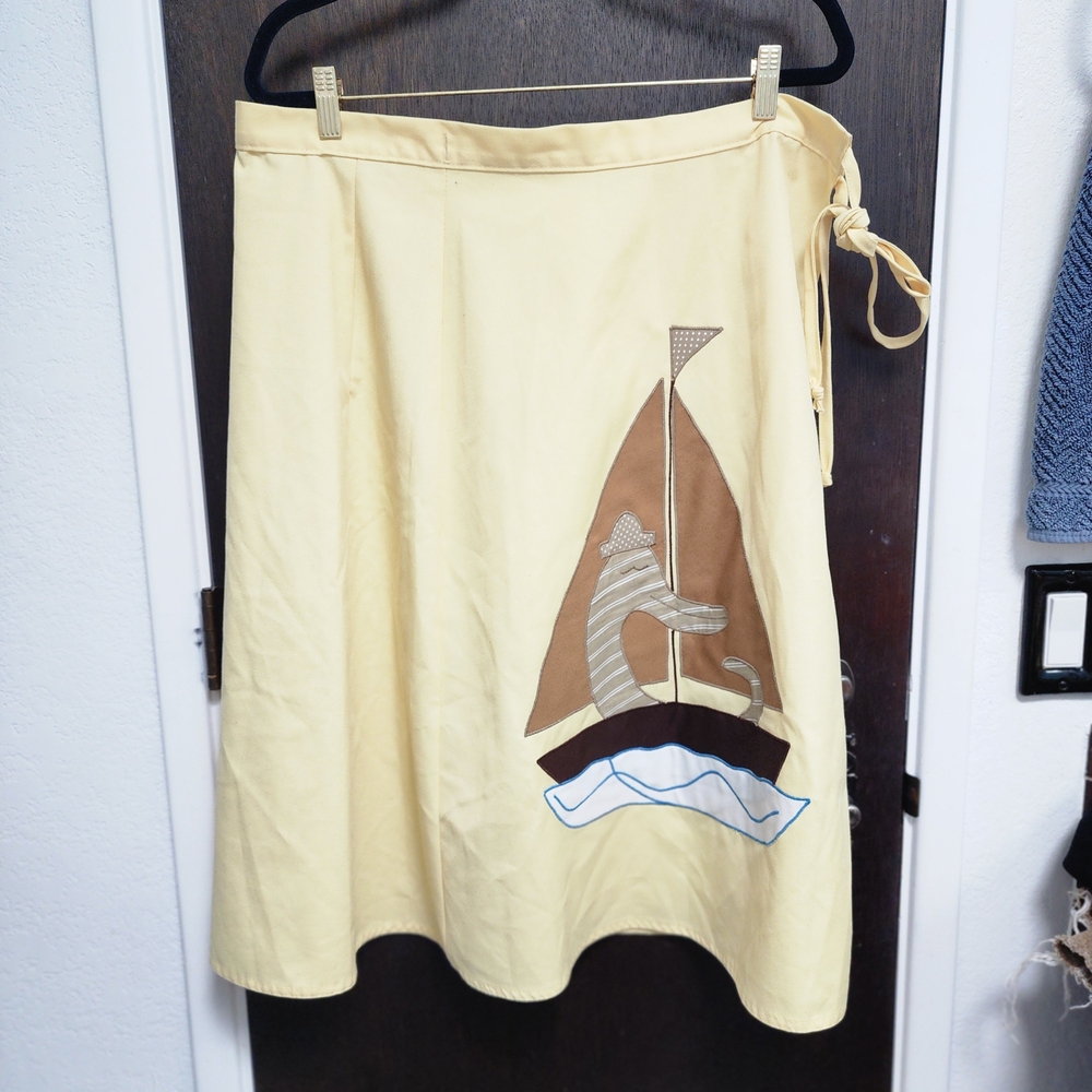 True Vintage Haphazard Designs Yellow Wrap Skirt S